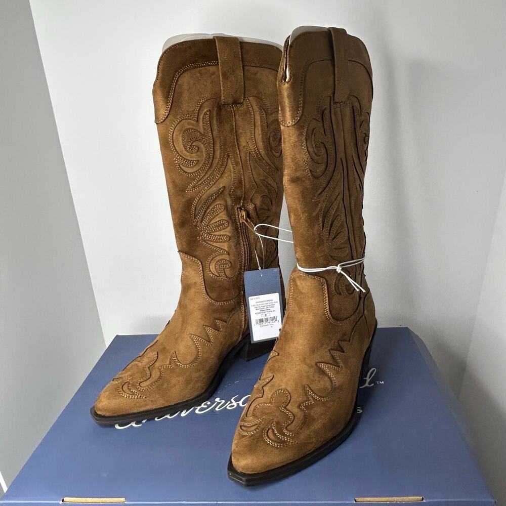 Universal Thread Lorena Tall Western Cowboy Boots Cognac Brown Size 8 NWT